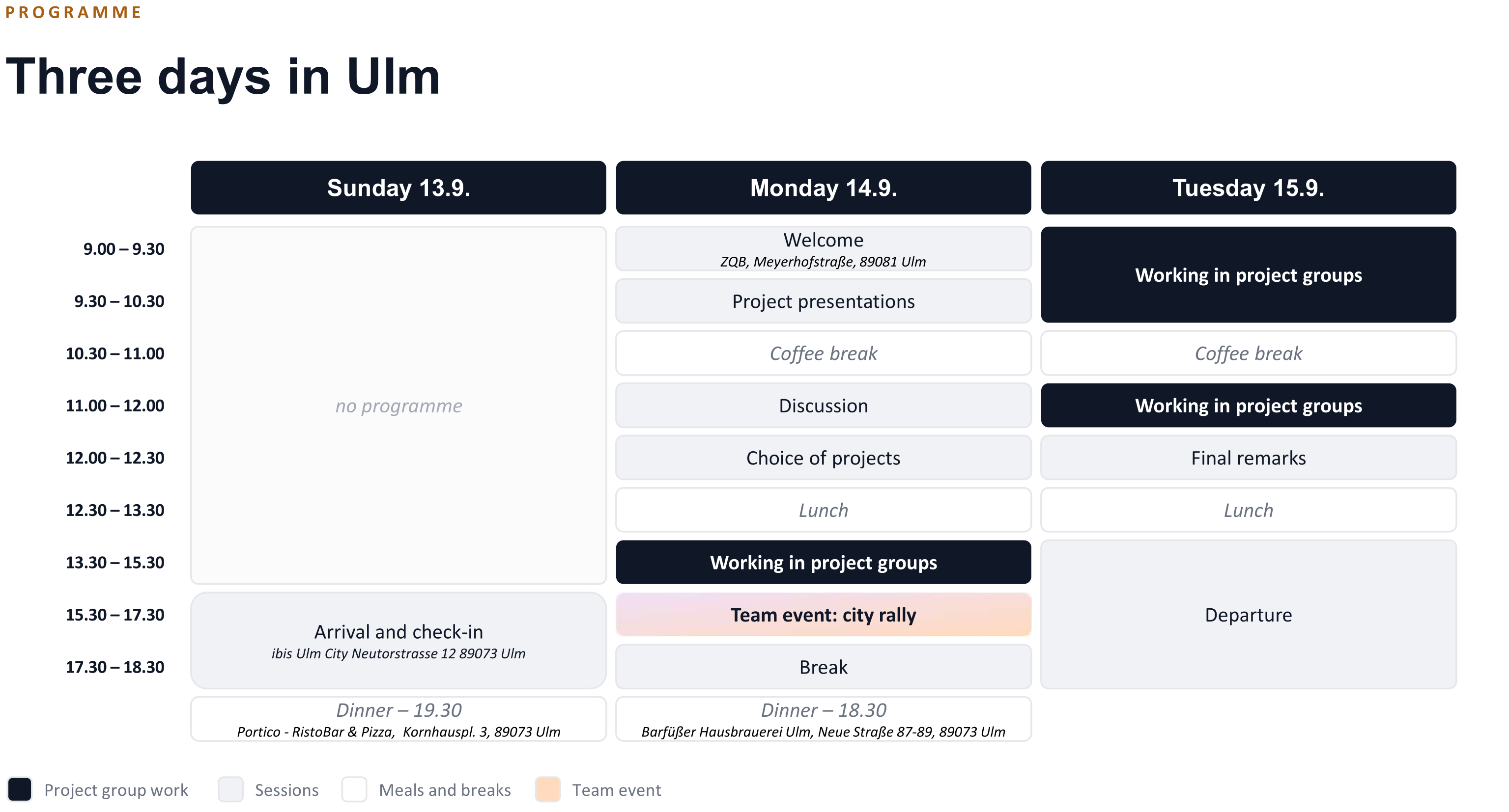 Schedule of the Q-LUMEN kickoff meeting in Ulm, 13 to 15 September 2026